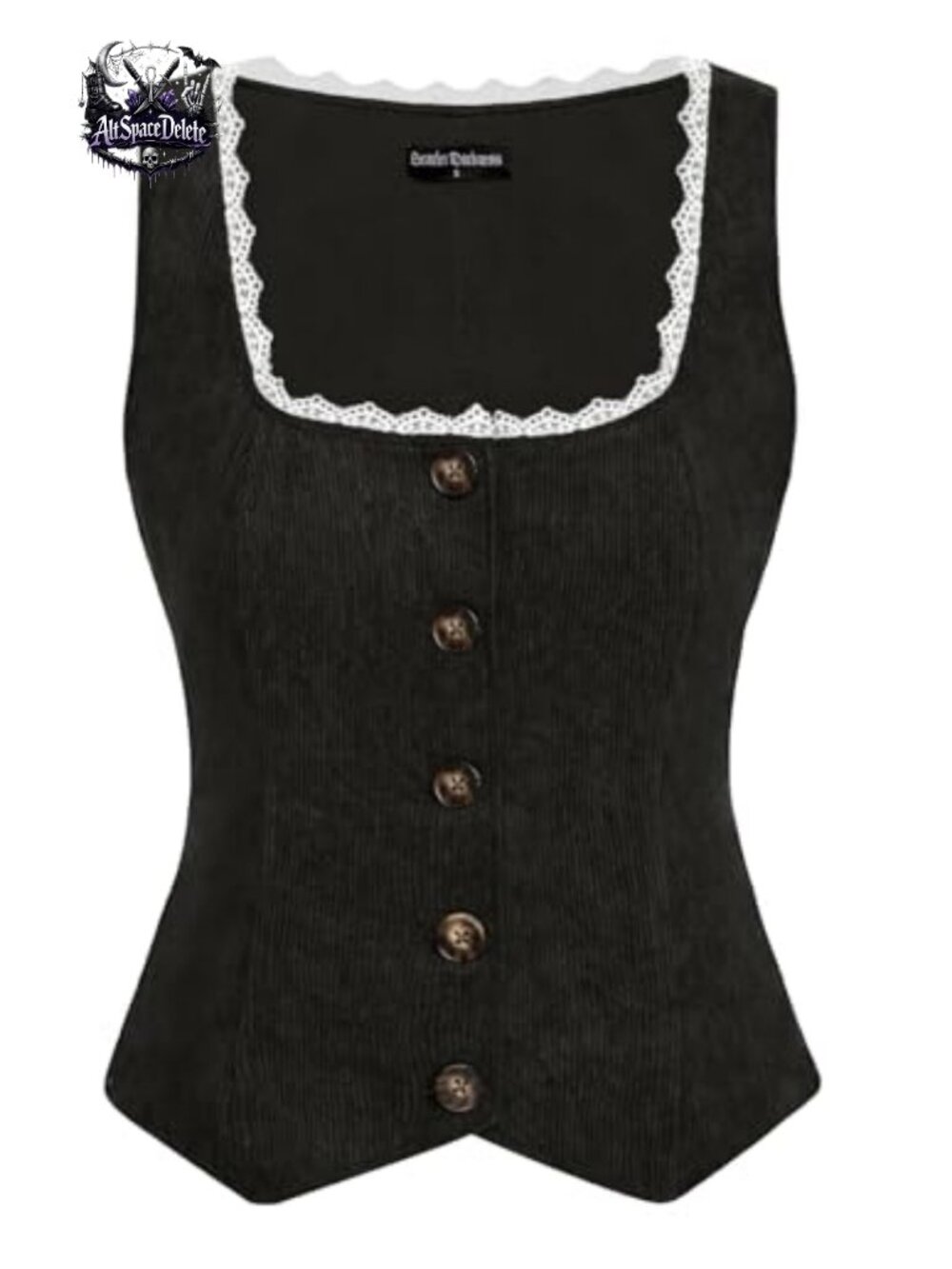 Renaissance Corduroy Waistcoat Lace Trim Victorian Pirate Vest